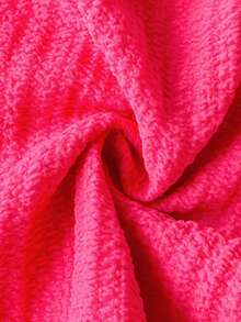 SHEIN 2pcs/Set Young Girl Pink Textured Round Neck T-Shirt And Shorts - Hot Pink - View 7