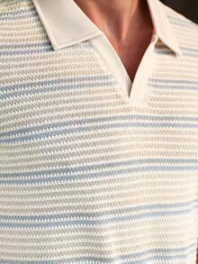 Manfinity Homme 男士纯色针织半拉链网眼纹理短袖 Polo 衫 男士针织衫 男士钩针衫 男士钩针衫 ... - 彩色 - 查看 3