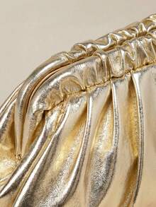 Arave Women's Solid Color PU Pleated Cloud Bag, Retro Style, Large Capacity, Fashionable, Suitable For Outings And Shopping - Gold - View 5
