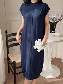SHEIN Women Sweater Dresses - Navy Blue - View 5