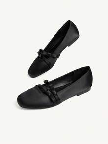 CUCCOO CHICEST Giày bệt nữ, giày bít mũi vuông thêu lưới, kiểu dáng thanh lịch và quyến rũ, giày cưới sang trọng. - Màu đen K - Xem 6