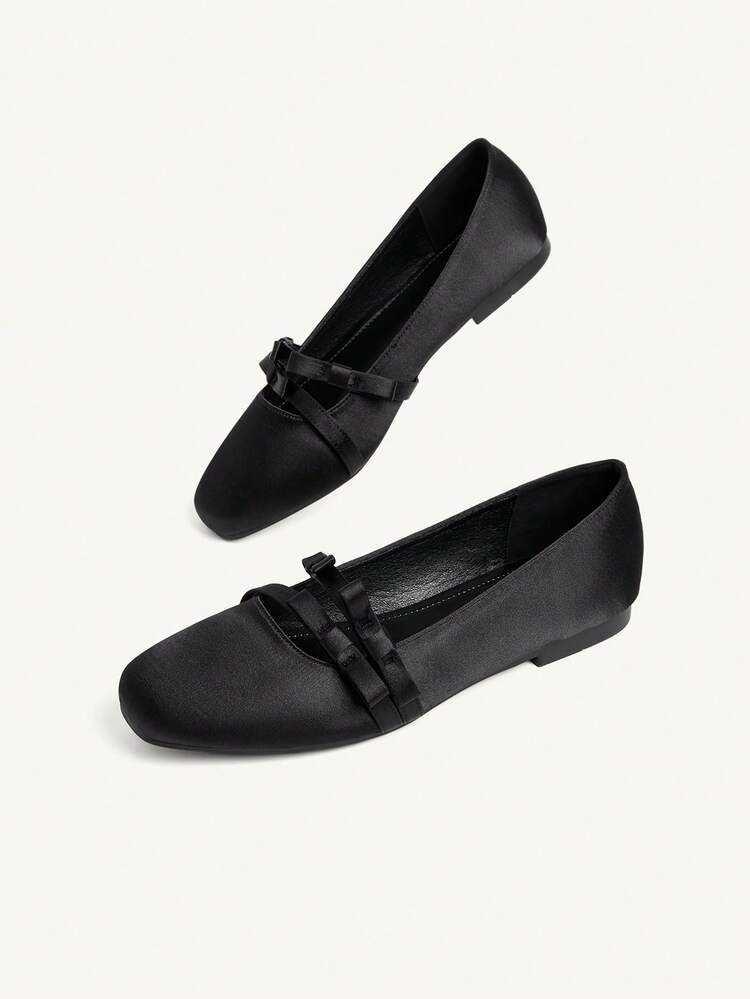 CUCCOO CHICEST Women's Flat Slip-On Shoes, Mesh Embroidery Square Toe Mules, Elegant & Charming Style Elegant Shoes Wedding Shoes