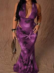 Rustia Fashionable Autumn Spaghetti Strap Sexy Spaghetti Strap Camisole Paired With Bodycon Mermaid Midi Skirt 2 Pieces Set - Purple - View 1