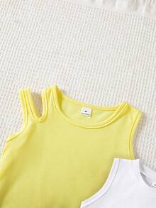 SHEIN Genkimix Kids Bộ 4 áo thun cổ tròn dáng rộng, đa năng cho bé gái, thích hợp mặc hàng ngày. - Nhiều màu - Xem 3