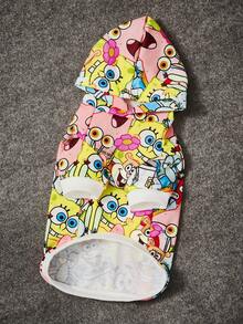 SpongeBob SquarePants | SHEIN 1件卡通印花宠物连帽卫衣，猫咪服装，狗狗服装，尺码 XXS-XXXXL，特小号，特大号，海绵宝宝，派大星，章鱼哥，蟹老板 - 彩色 - 查看 2