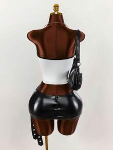 Amplova 2026 New Sexy Low-Cut Hollow-Out Cropped Graphic Tank Top For Women - Black and White - View 2