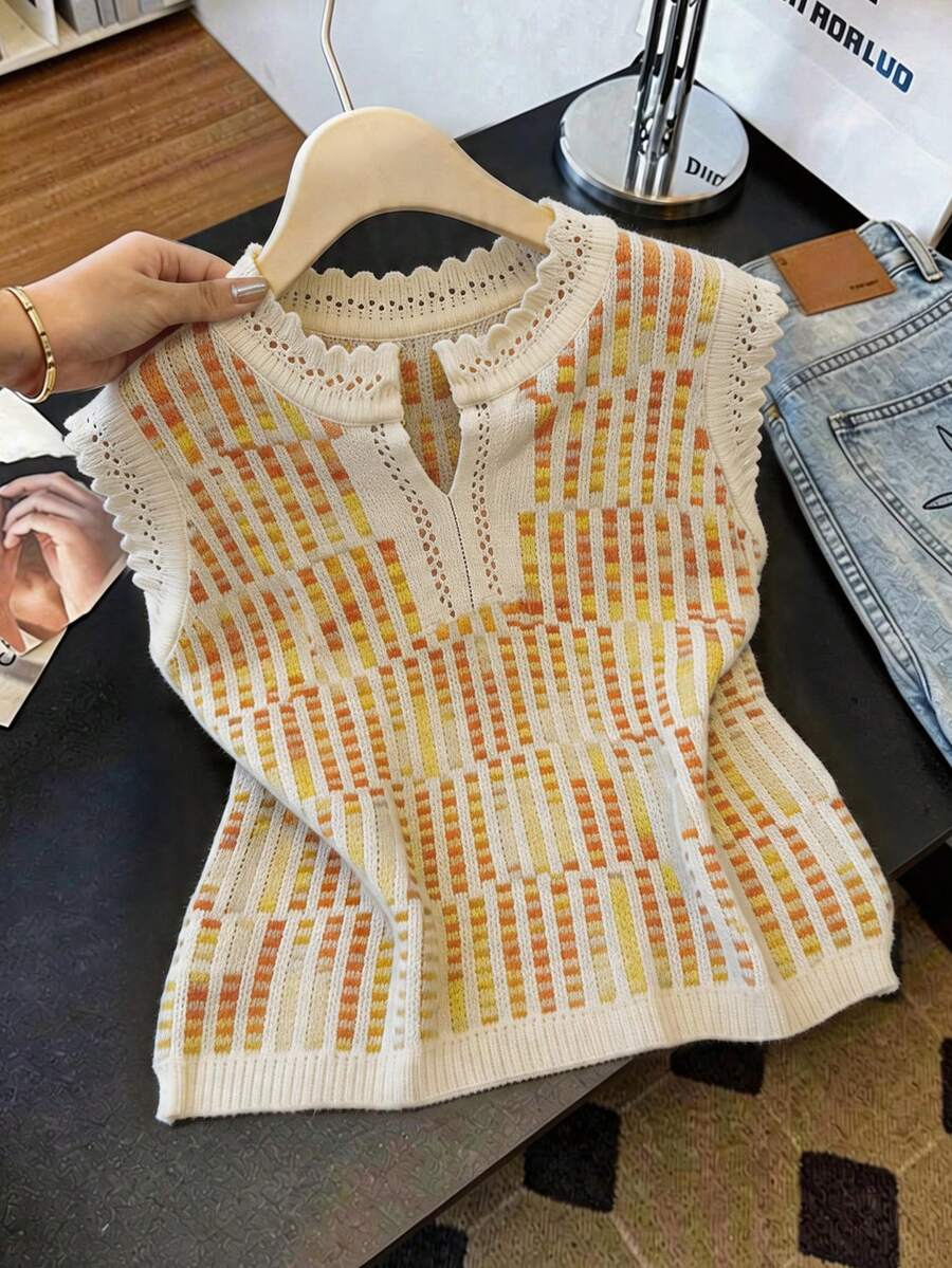 GlowEve Áo vest dệt kim không tay khoét lỗ thanh lịch dành cho nữ - Nhiều màu - Xem 1