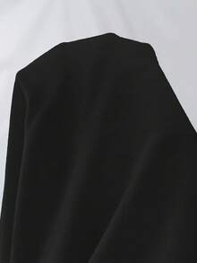 Elenzga Vestido Maxi Plus Size Feminino de Verão, Estilo Francês Elegante, Luxo Minimalista, Design Casual Boêmio para Férias/Trabalho, Festa Formal e Deslocamento, Estilo Vintage, Confortável, Tecido Preto Semelhante ao Linho, Decote em V Cruzado, Cintura com Cordão, Costas Franzidas, Cintura Elástica, Barra Assimétrica, Manga Flare - Preto - Visão 8