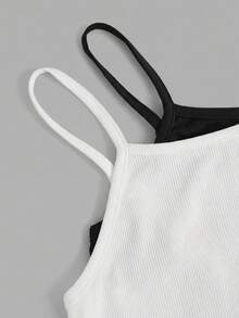 SHEIN Girlism Áo hai dây đơn giản, ôm dáng, dễ phối đồ cho bé gái tuổi teen (2 chiếc/bộ) - Nhiều màu - Xem 7