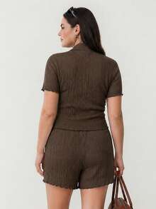 Solavibe Bộ đồ hè hai mảnh cỡ lớn, Bộ đồ hè hai mảnh gồm quần short, Quần áo đi học cho bé gái tuổi teen, Bộ đồ hai mảnh cho nữ, Trang phục dự tiệc cho nữ, Bộ đồ phong cách Y2K, Bộ đồ hai mảnh, Bộ đồ mặc nhà cho nữ, Bộ đồ đi nghỉ mát hai mảnh màu xanh bạc hà - màu nâu - Xem 4