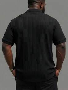 Manfinity Homme Plus Size Men's Casual Solid Color Short Sleeve Golf Polo Shirt - Black - View 2