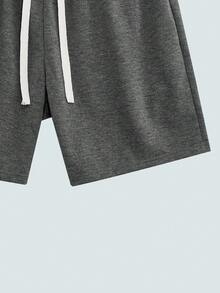 Modcrash 1 Peça Shorts Casual de Malha Masculina, Estilo Esportivo e de Lazer, Adequada para Uso na Praia, Moda Versátil, Estilo Casual de Verão, Unissex, Múltiplas Cores Disponíveis - Chumbo - Visão 4