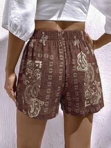 Women's Casual Paisley Print Shorts - Multicolor - View 4