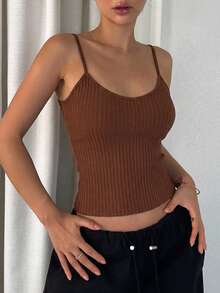 DAZY Camiseta sin espalda para mujer - Café integral - Ver 6