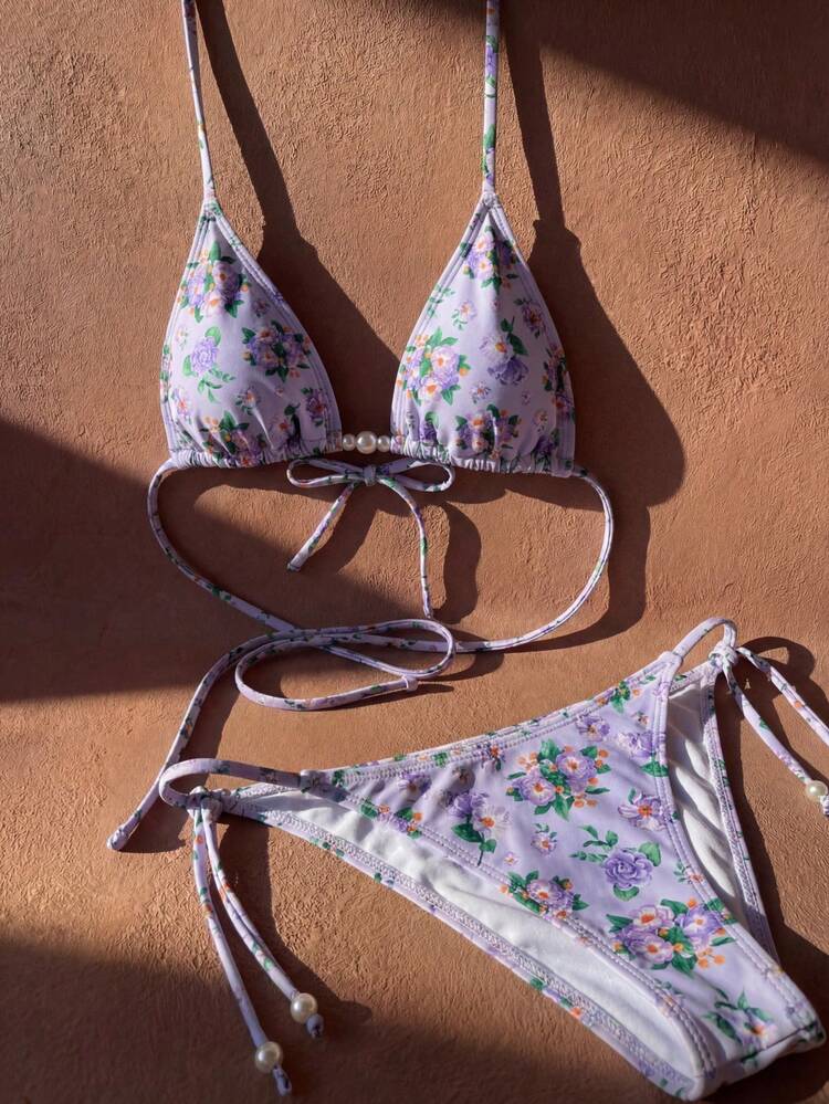 Women's Floral Print Swimsuit Set For Beach Vacation