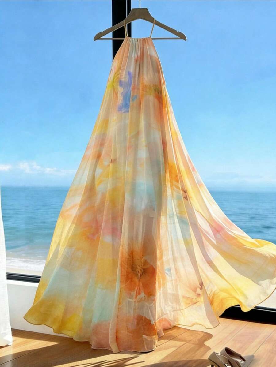 Franclia Women's Vacation Beach Floral Print Backless Dress - Multicolor - View 1