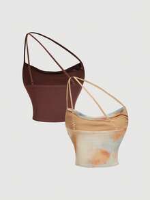 SHEIN MOD 2 chiếc áo nữ không tay dáng suông cổ lệch, thích hợp mặc mùa hè. - Nhiều màu - Xem 4