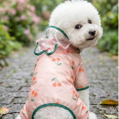 PETSIN Dog Raincoat, Pet Waterproof Clothing, Spring And Summer Animal Waterproof Raincoat, Dog Clothing, Cat Clothing, Animal Clothing, Spring And Dog Clothing, British Dog Clothing, European And American New Small Animal Leg Clothing