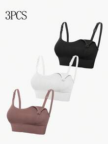 Moonlight&Mama 2026 Hot Selling Women's Seamless Minimalist Solid Color Comfortable High-Quality Maternity Bras 3 Pieces Set - Multicolor - View 6