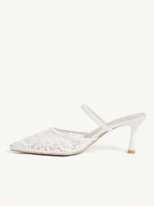 CUCCOO CHICEST Women Shoes Four Seasons New Embroidery Mesh Design Pointed, High Heel Romantic Elegance Stylish Mesh Women's High Heel Shoes Hoop Dress Dating Afternoon Tea Wedding Party Valentine's Day Elegant Dress - Apricot E - View 4