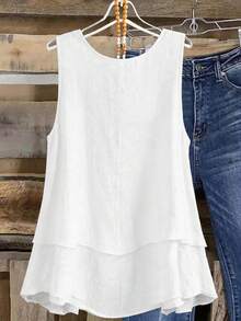 Linhara Plus Size Women's Romantic Spring/Summer Fashionable Versatile Daily Commute Camisole - White - View 2