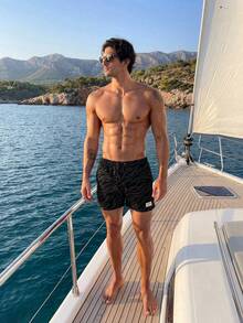 Solantero Pantalones cortos de playa casuales con cordón para hombre, vacaciones - Gris Oscuro - Ver 7