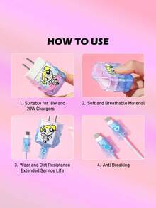 THE POWERPUFF GIRLS X SHEIN Ốp bảo vệ đầu sạc gập gọn Power Girl Gradient - Màu xanh lam - Xem 3