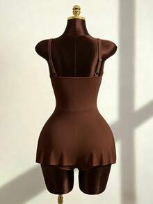 Zestiva Bộ bikini 2 mảnh in hoa, dây đeo điều chỉnh được, phụ kiện kim loại, bán chạy nhất mùa xuân/hè, thích hợp cho kỳ nghỉ biển (dây đeo + quần tam giác). - Cà phê nâu - Xem 2