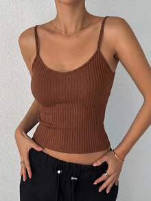 DAZY Camiseta sin espalda para mujer - Café integral - Ver 2