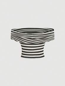 SHEIN MOD Women's Summer Vacation Casual Striped Camisole, Versatile Styling - Black and White - View 6