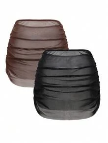 SHEIN Swim Vcay Váy mini và áo khoác ngoài lưới thoáng khí, gợi cảm, thích hợp cho kỳ nghỉ xuân/hè dành cho nữ. - màu đen - Xem 2