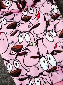 COURAGE THE COWARDLY DOG X SHEIN 1 可爱卡通图案印花宠物连帽卫衣，猫咪衣服，狗狗衣服，尺码 XXS-XXXXL，胆小的狗狗。 - 粉色 - 查看 3