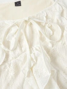 SHEIN MOD Váy ôm dáng màu mơ với viền bèo nhún - Màu be - Xem 3