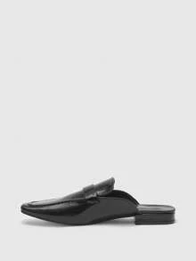 CUCCOO BIZCHIC Zapatos planos de mujer, de material de PU negro, con punta, para ir y venir, cómodos, para interiores, oficina, calle, fiesta, viaje, vacaciones, todo el año, adecuados para vestidos, vaqueros, shorts - Negro - Ver 10