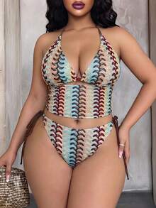 Slaydiva 2026 New Plus Size Women's Two Pieces Bikini Swimwear, Sexy Contrast Color Beach Wear - Multicolor - View 1