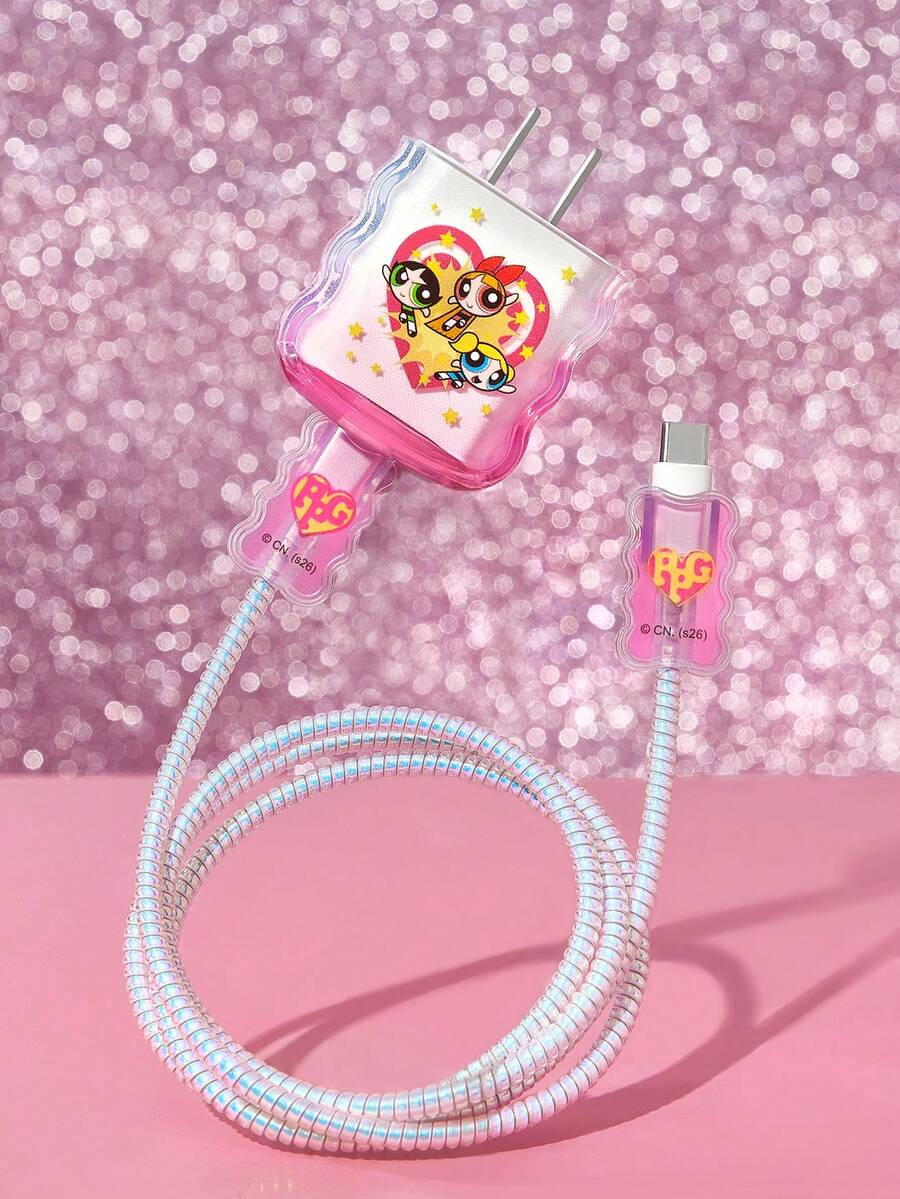THE POWERPUFF GIRLS X SHEIN Power Girl 折叠渐变色充电头保护套 - 彩色 - 查看 1