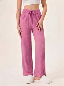 100%Cotton 3 Pcs Solid Knit Pant Set Lounge Pants For Women Sleep Pants Cotton Pajama Pants Ribbed Knit Pants - Multicolor - View 7