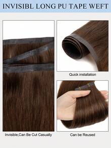 Tóc nối PU dạng dệt, không cần keo, nối tóc liền mạch, trọng lượng 40G-50G, dành cho tóc mảnh, đã được gắn sẵn kẹp và băng dính để may vào. - S04 - Xem 5