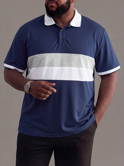 ResortEase 条纹蓝白灰撞色扁平蕾丝拉链休闲 Polo 短袖衬衫