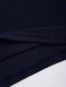 Sweetra Kamisol Kasual Wanita dengan Motif Renda dan Patchwork - Navy Blue - View 4