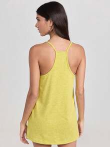 WanderVale Camiseta de tirantes de unicolor casual para el verano - Amarillo - Ver 5