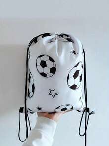 Zazumi 1pc Personalized Fashion Football Printed Outdoor Sports Leisure Shoulder Drawstring Backpack Multi Functional Foldable Portable For Both Men And Women Suitable For Travel, Fitness Camping, Party Sports Backpack, Festival Friend Gift Best Choice Lightweight Travel Storage Backpack - Multicolor - View 11