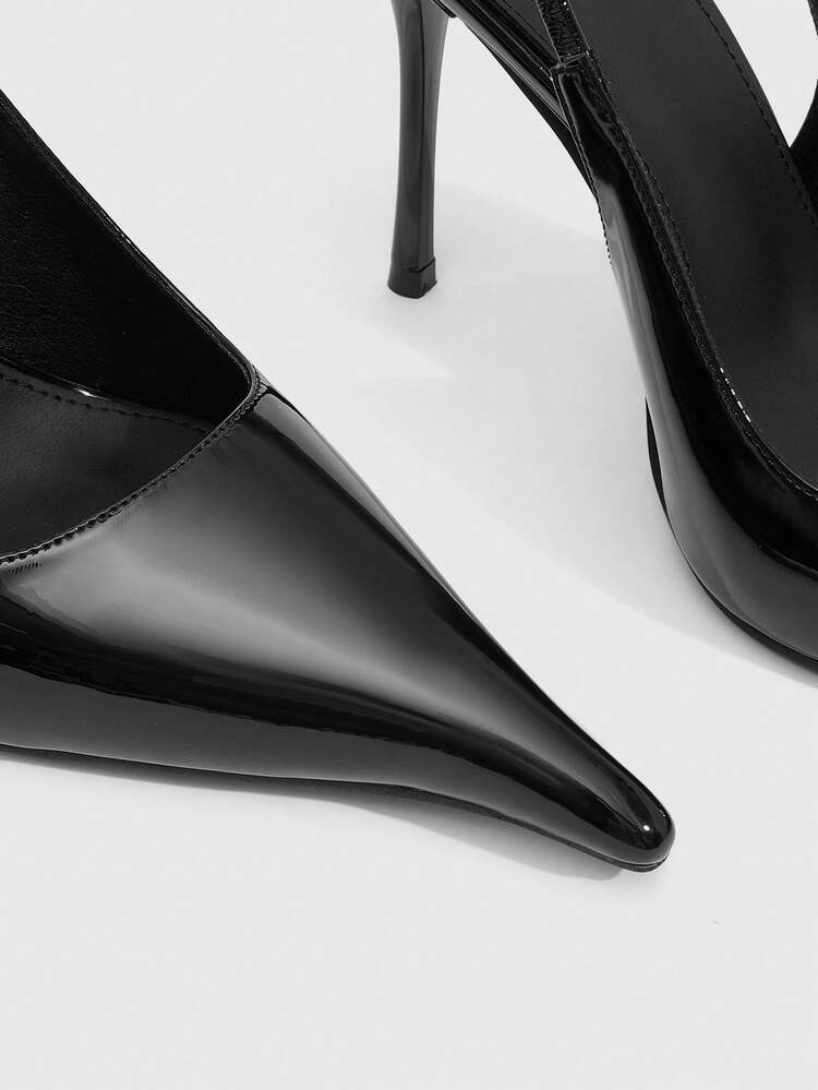 CUCCOO SZL Women's High Heels 10.5CM Long Pointed Kitten Heel Solid Color Black High Heels Easy To Wear Rear Strap Sexy Versatile Elegant Stilettos Suitable For Daily Commuting/Party Women's Shoes