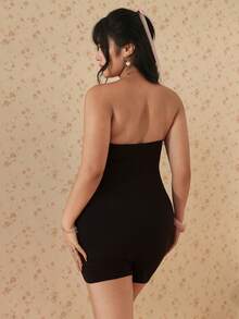 CovetEZ Mono ajustado negro de gran elasticidad, versátil y a juego, talla grande, nueva colección primavera/verano - Negro - Ver 2