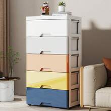 1 pieza Gabinete de almacenamiento moderno y multifuncional de plástico, de color blanco rectangular, perfecto para almacenar juguetes, ropa, organización del hogar, organizador de almacenamiento de juguetes debajo de la cama - Multicolor - Ver 5