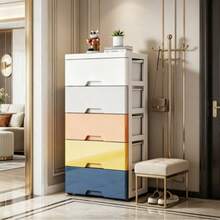 1 pieza Gabinete de almacenamiento moderno y multifuncional de plástico, de color blanco rectangular, perfecto para almacenar juguetes, ropa, organización del hogar, organizador de almacenamiento de juguetes debajo de la cama - Multicolor - Ver 1