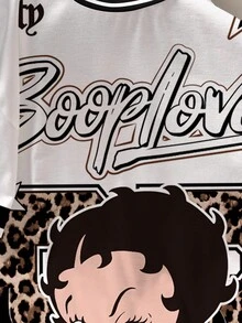 Betty Boop x SHEIN Women's Fashionable Full-Print T-Shirt - White - View 6