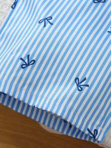 Genkimix Kids Girls (Small) Ruffle Layered Casual Long Pants, Suitable For Vacation, Summer - Blue - View 3