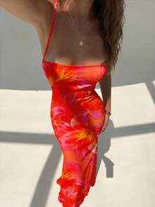 Aloruh Women's Elegant Floral Print Backless Halter Dress - Multicolor - View 8