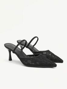 CUCCOO CHICEST Giày nữ bốn mùa thiết kế lưới thêu mới, mũi nhọn, cao gót, thanh lịch lãng mạn, giày cao gót lưới thời trang cho nữ, váy xòe, hẹn hò, tiệc trà chiều, tiệc cưới, ngày Valentine, váy thanh lịch - Màu đen G - Xem 1